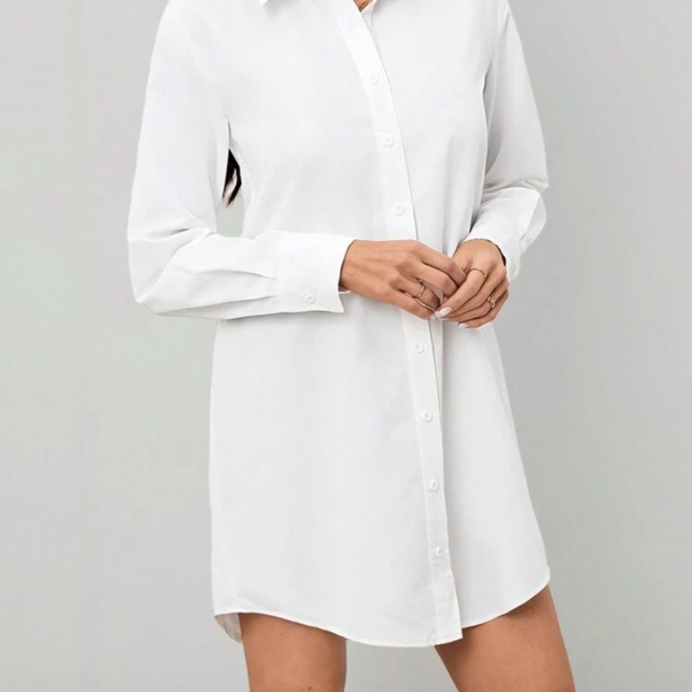 SHEIN Classic White Long Sleeve Dress *TALL*